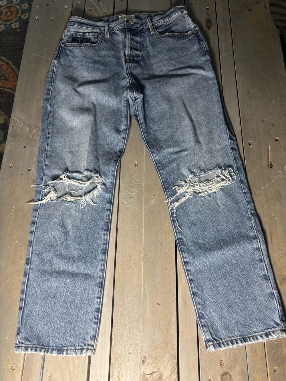FRAME Le Original High Rise Slim Straight Distressed Jeans Nomad Wash Size 28